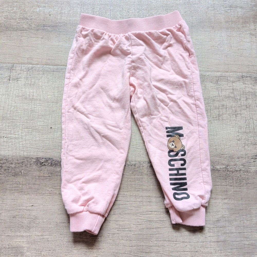Moschino Pant Infant 9-12 Months Pink Spellout Knit Bear Logo